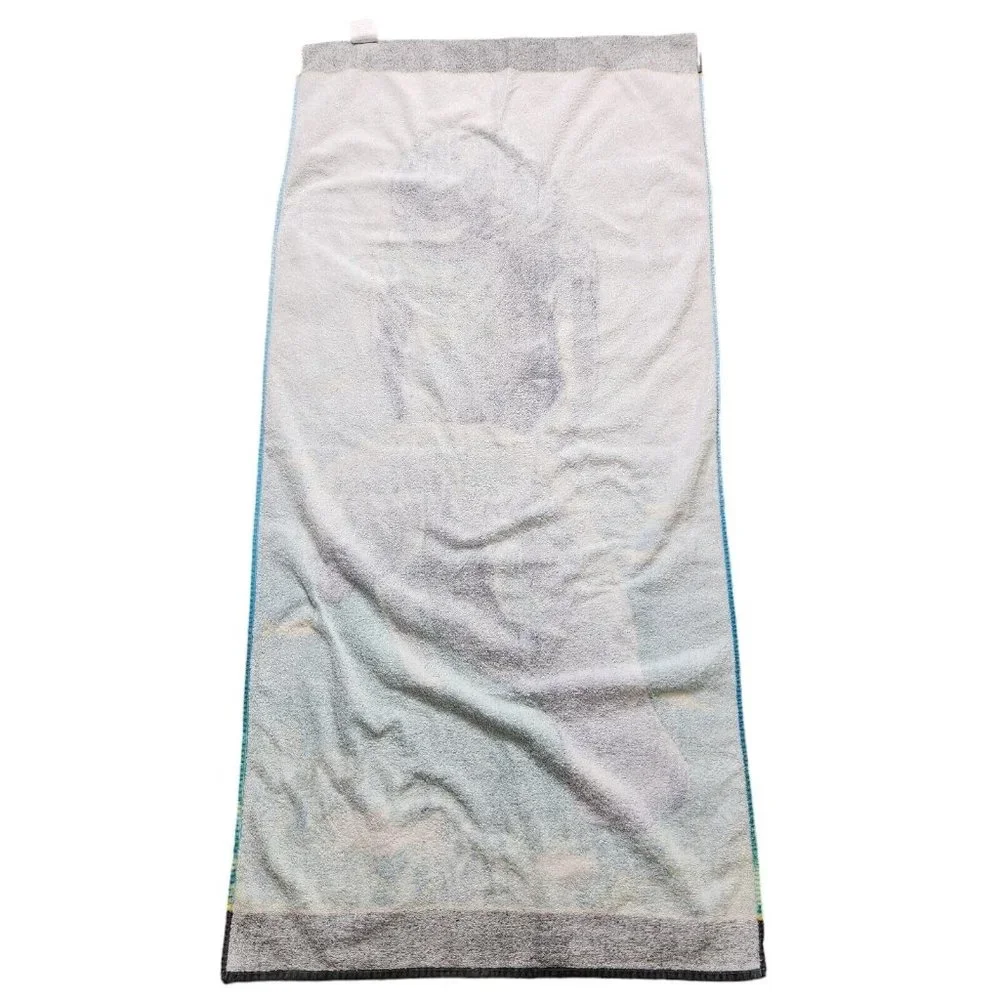 Manatees Zoo Souvenir Vintage Beach Towel Blue Yellow Fish 100% Cotton